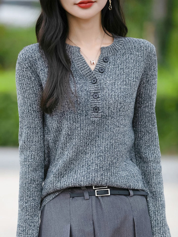 Slim Fit Half-Open V-Neck Sweater