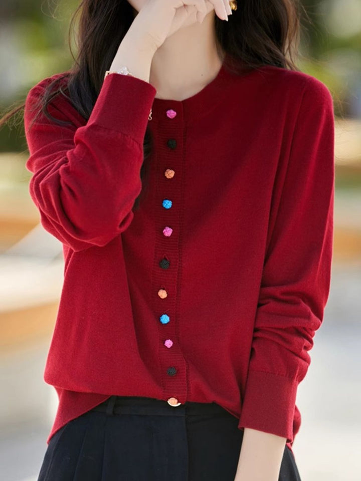 Classic Crew Neck Knit Cardigan