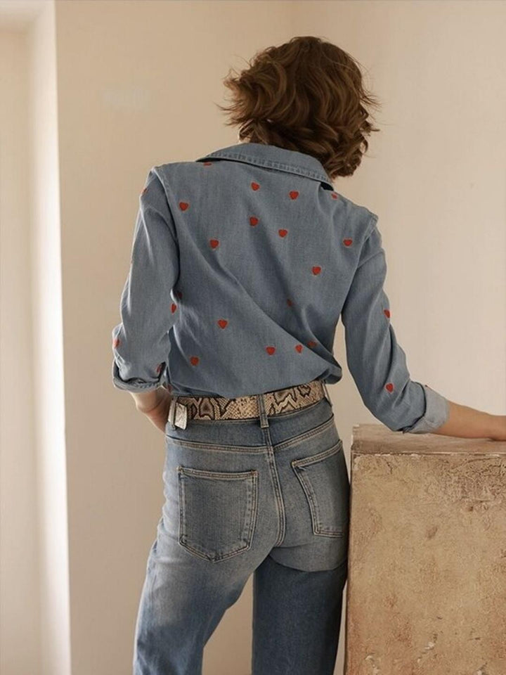 Love Lapel Long Sleeve Shirt