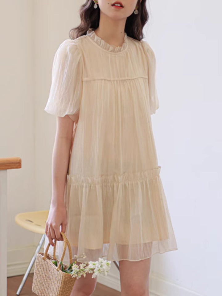 Ruffled Stand Collar Dress