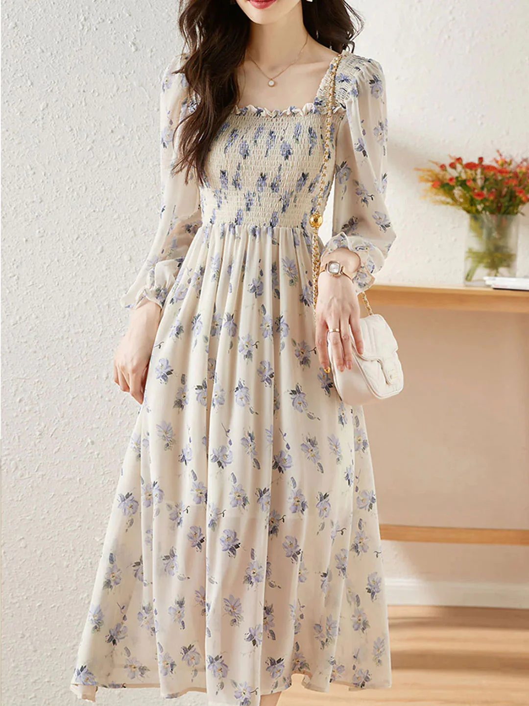 Chiffon Printed Floral Dress