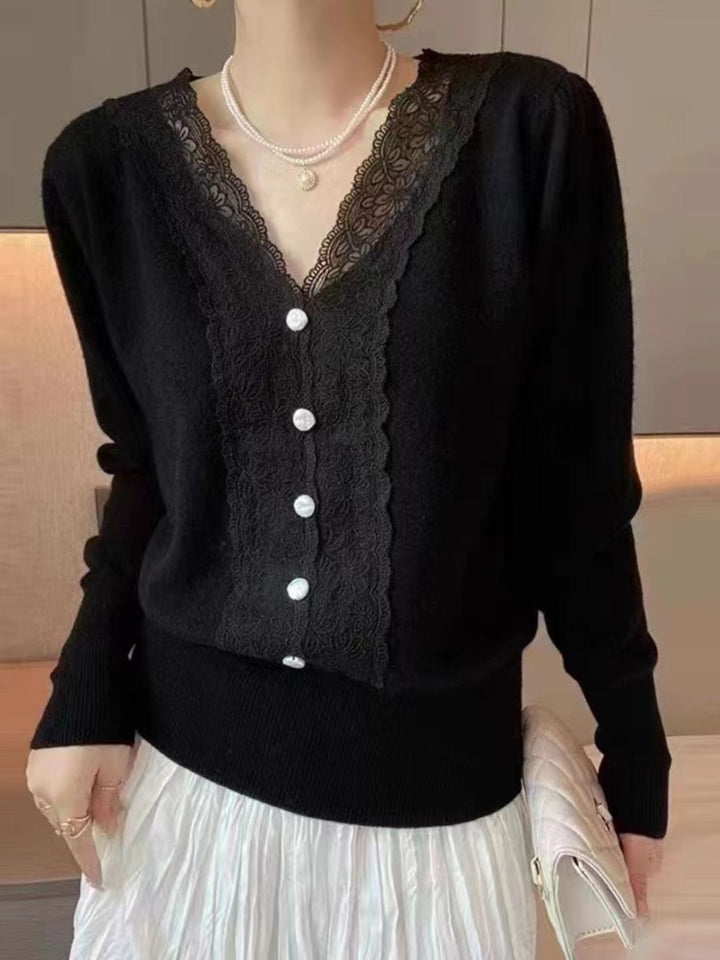 Lace Panel Sweater Top